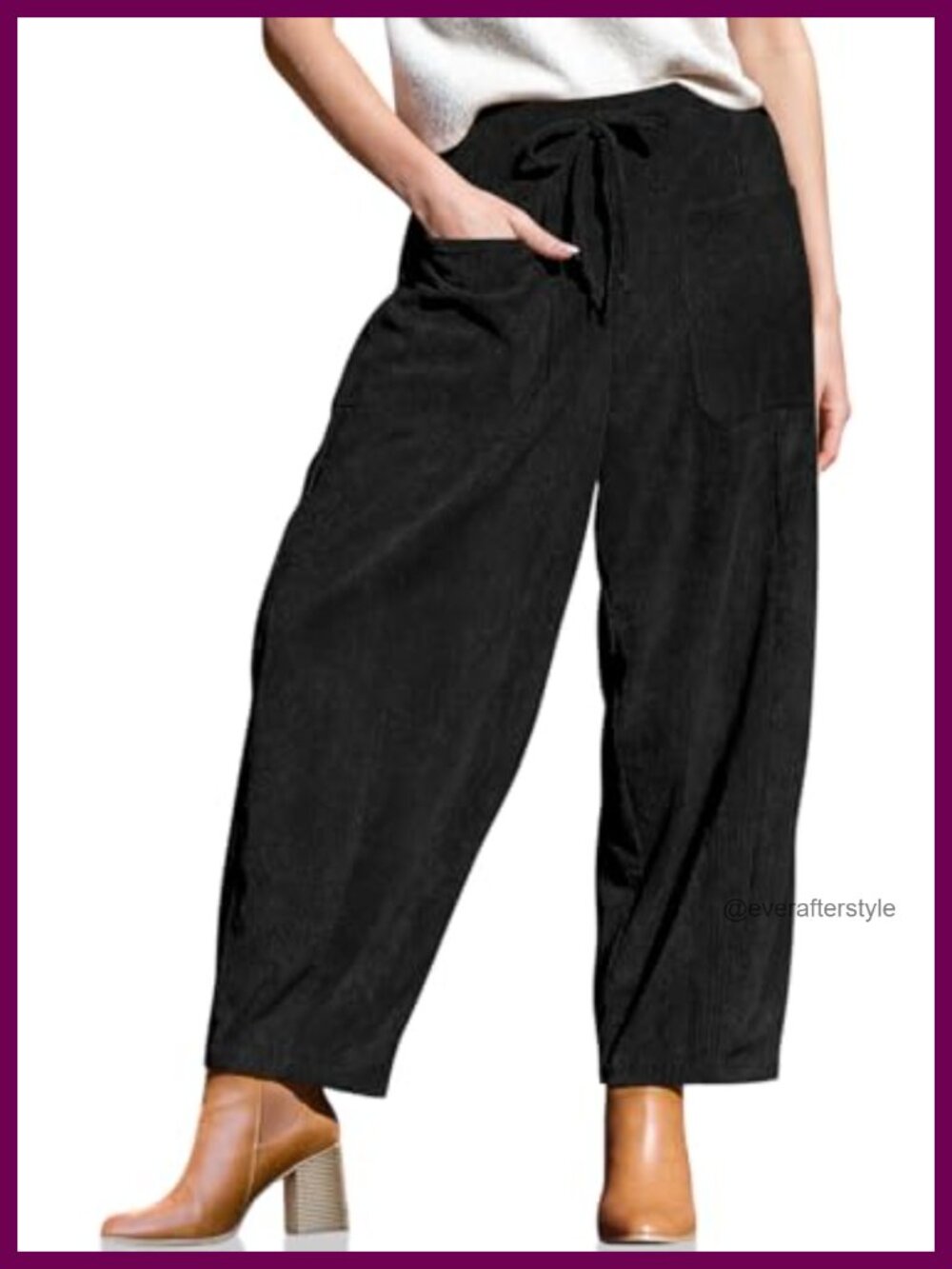 Corduroy Barrel Pants High Waist Drawstring Wide Leg